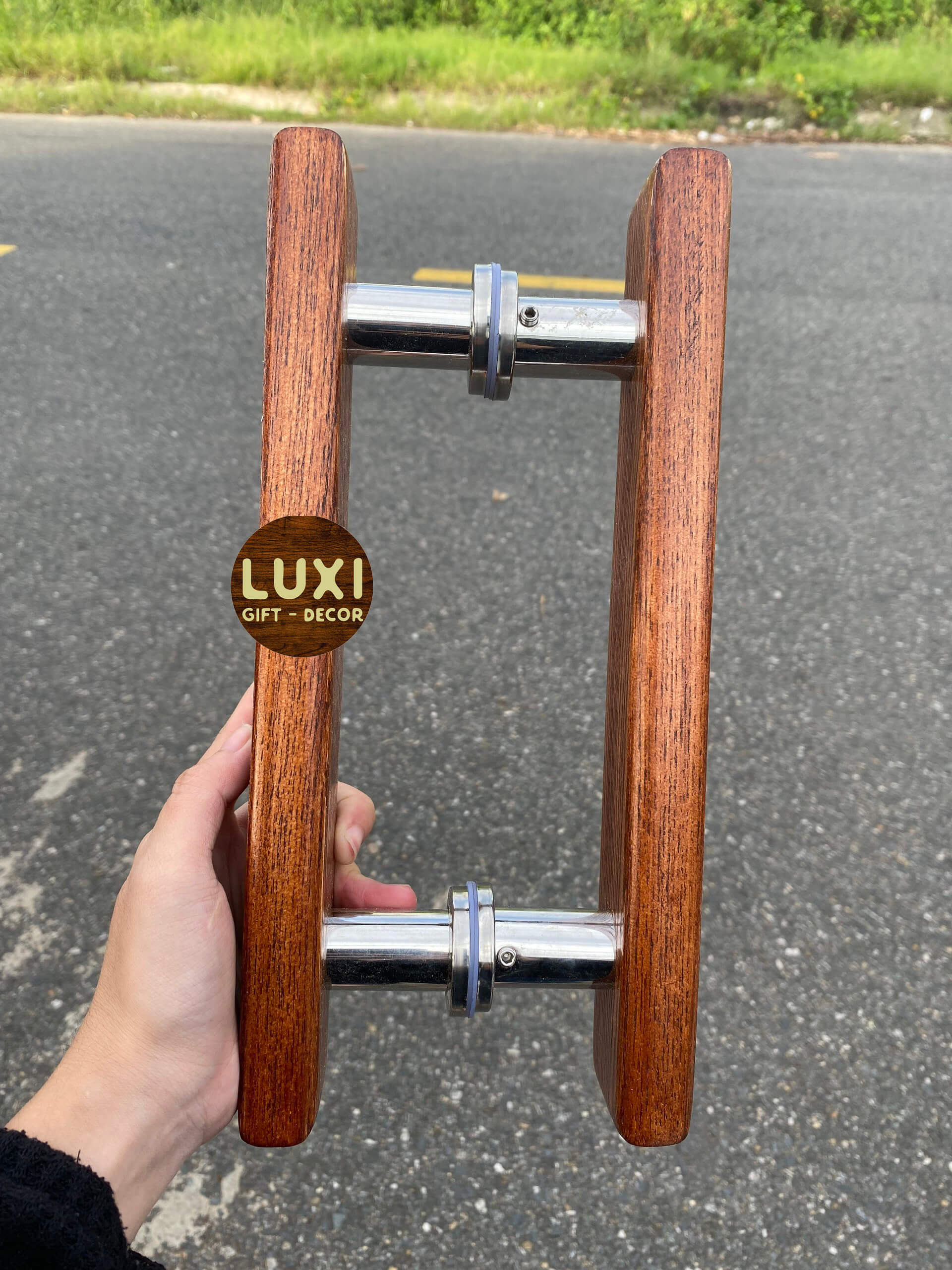1 CẶP TAY NẮM CỬA 30X5CM GỖ SỒI TỰ NHIÊN KÈM PASS INOX GIÁ RẺ TẠI XƯỞNG - LUXI DECOR