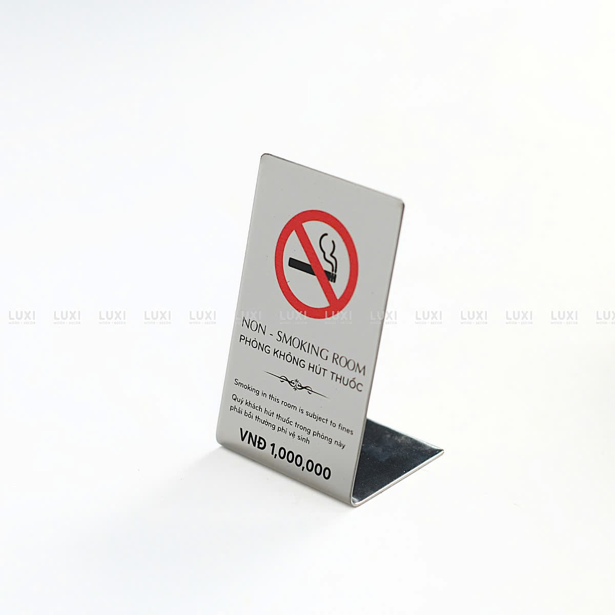 THẺ BÀN INOX THÔNG BÁO '' CẤM HÚT THUỐC'' - LUXI DECOR