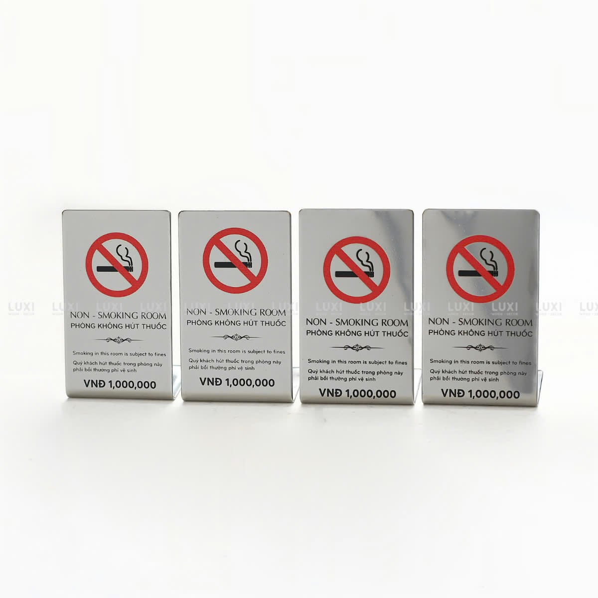 THẺ BÀN INOX THÔNG BÁO '' CẤM HÚT THUỐC'' - LUXI DECOR
