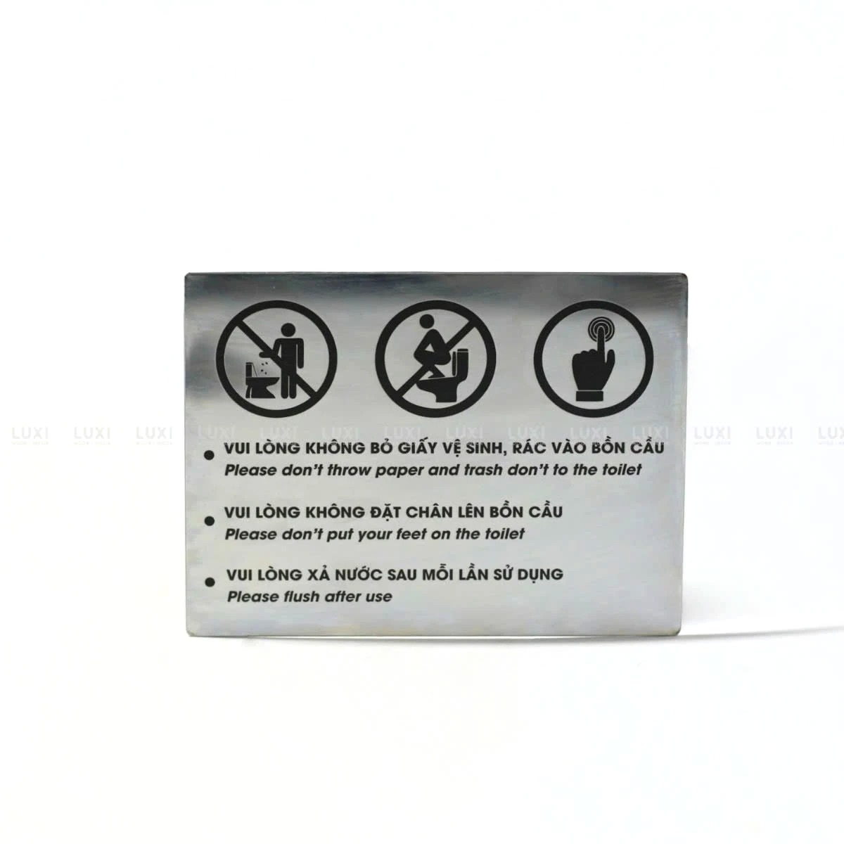 BẢNG INOX QUY ĐỊNH TOILET - LUXI DECOR