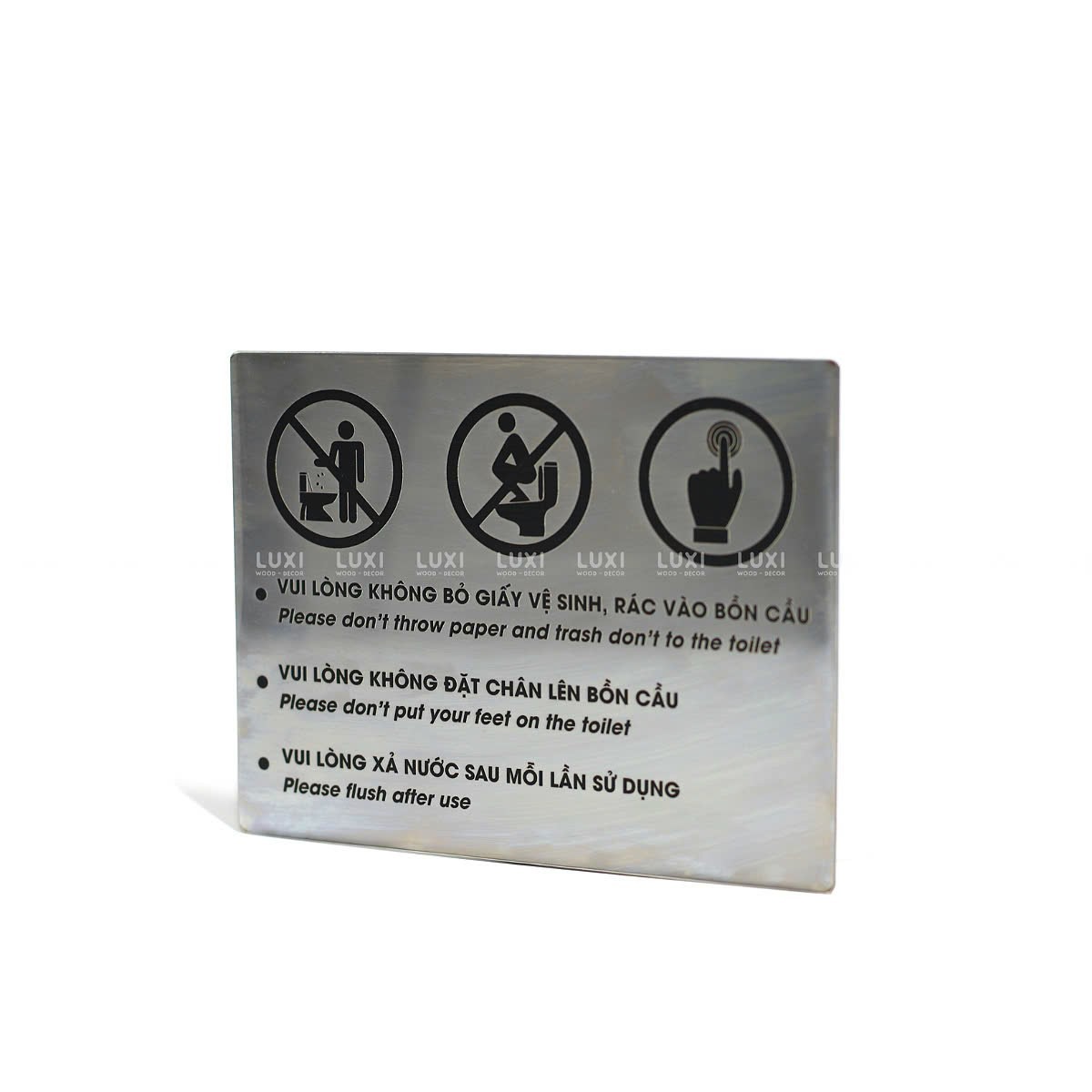 BẢNG INOX QUY ĐỊNH TOILET - LUXI DECOR