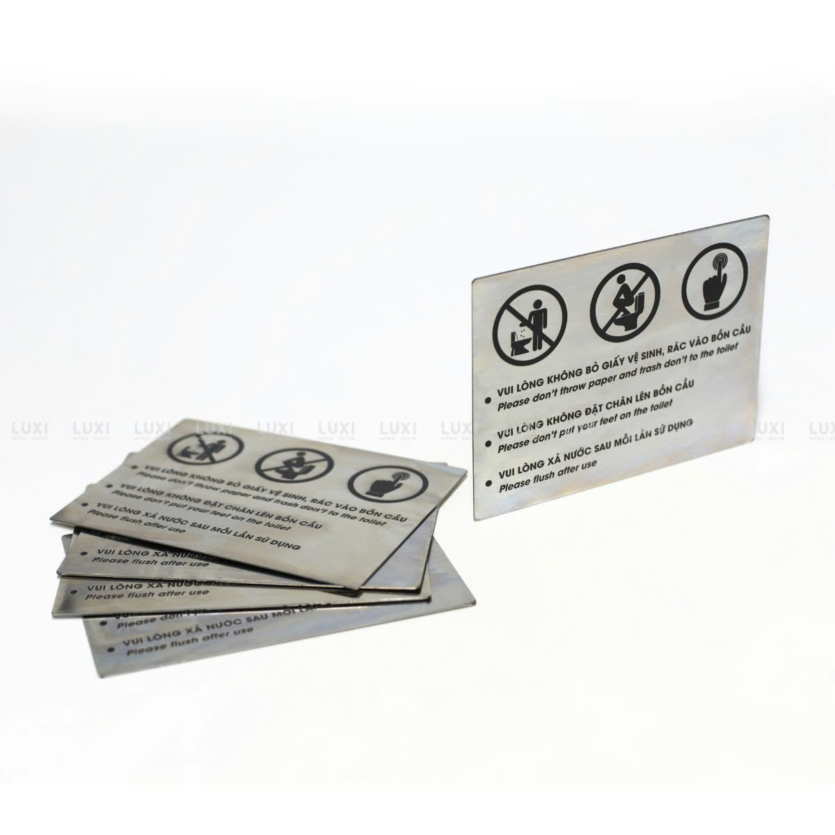 BẢNG INOX QUY ĐỊNH TOILET - LUXI DECOR