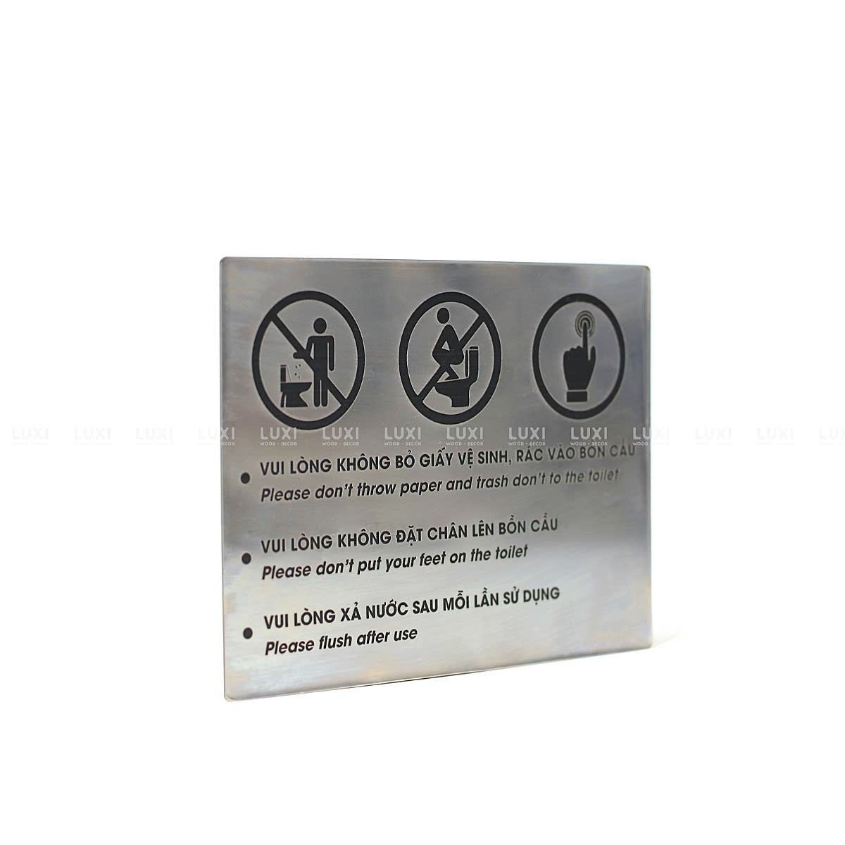 BẢNG INOX QUY ĐỊNH TOILET - LUXI DECOR