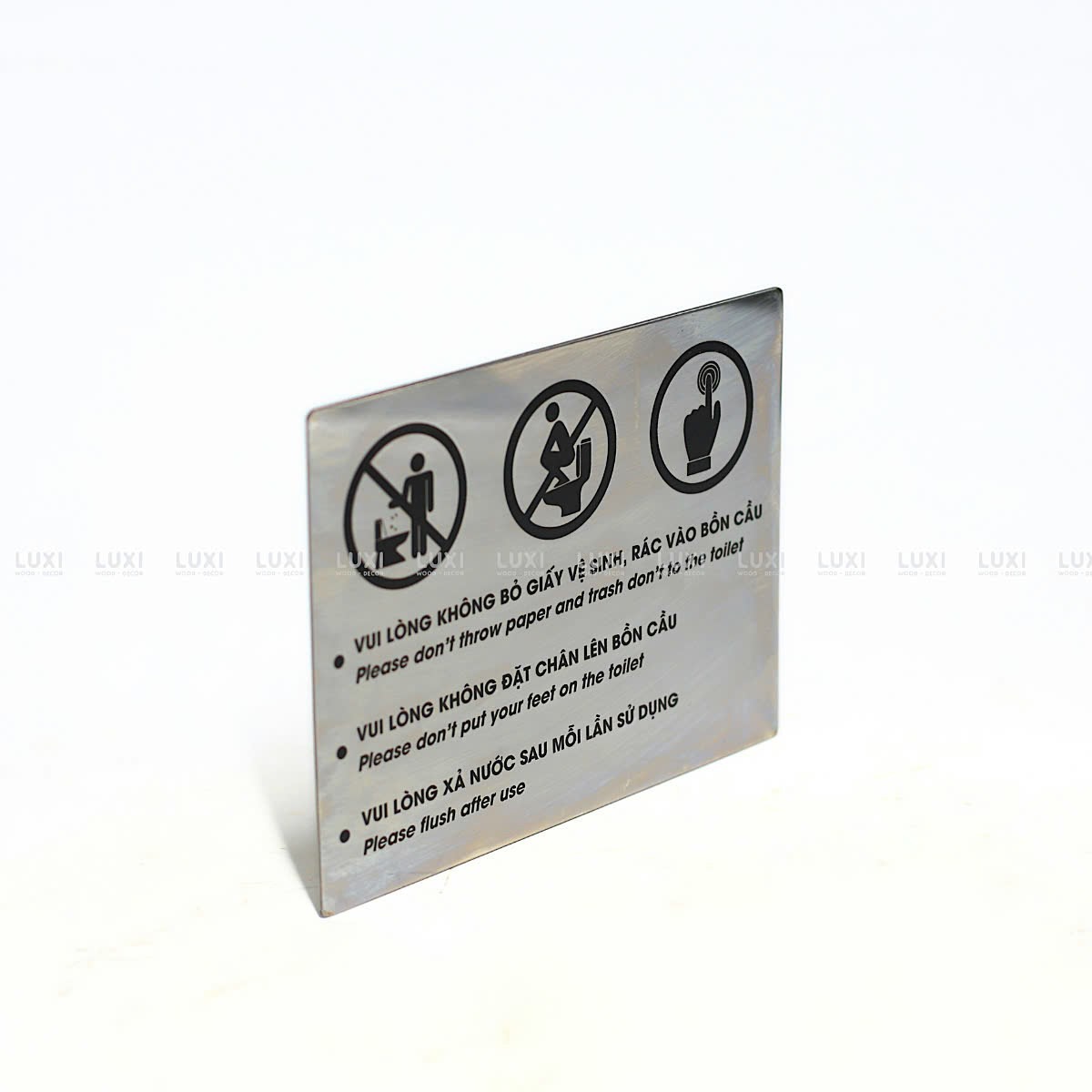 BẢNG INOX QUY ĐỊNH TOILET - LUXI DECOR