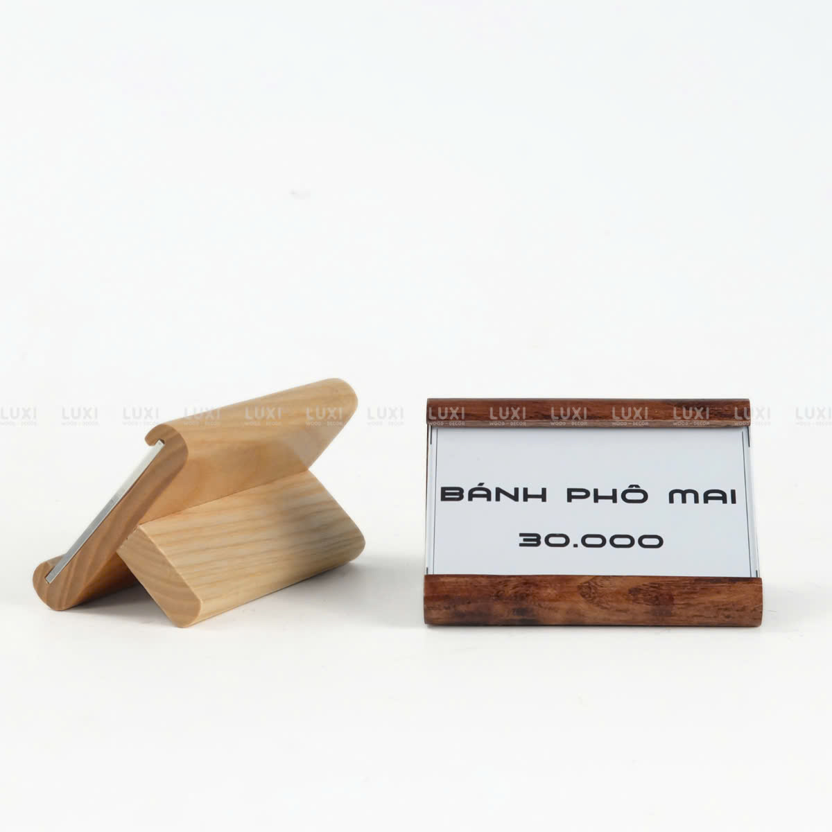 ĐẾ GỖ GẮN TÊN VÀ GIÁ MÓN ĂN