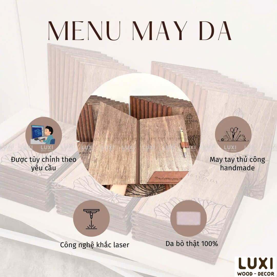 MENU GỖ MAY DA BÒ THẬT 100% - LUXI DECOR