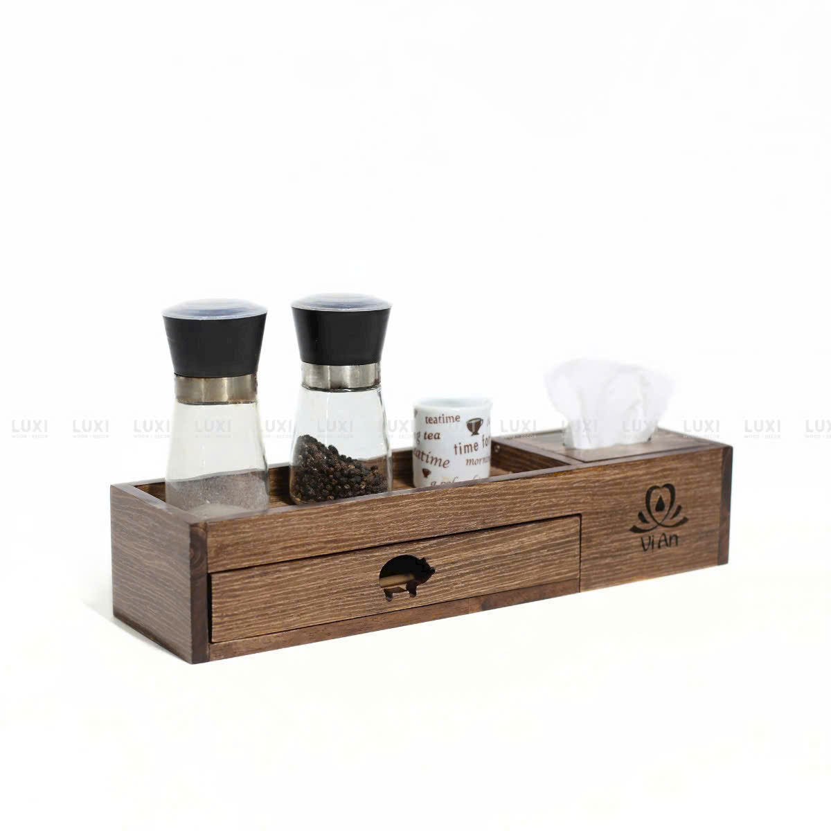 Khay Có Ngăn Khéo - Kệ Giấy - Gia Vị - Luxi Decor