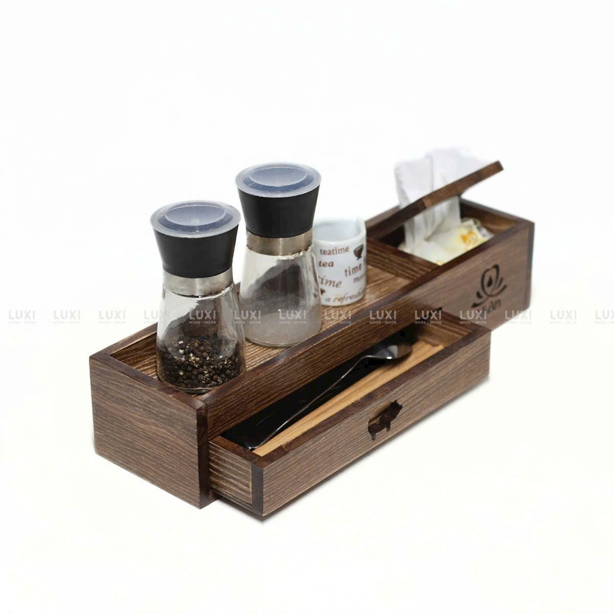 Khay Có Ngăn Khéo - Kệ Giấy - Gia Vị - Luxi Decor