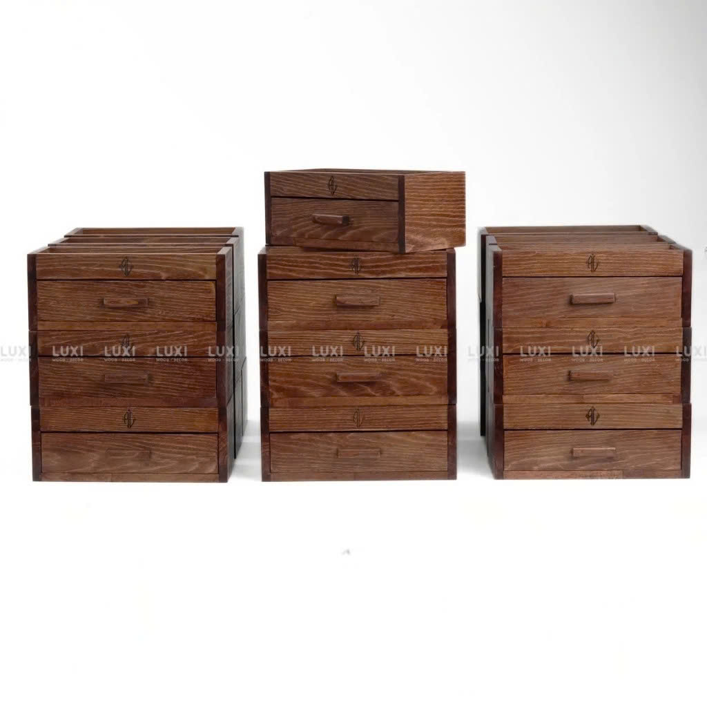 Khay Gỗ 1 Ngăn Kéo - Đựng Đũa - Gia Vị - Khắc Logo Theo Yêu Cầu.