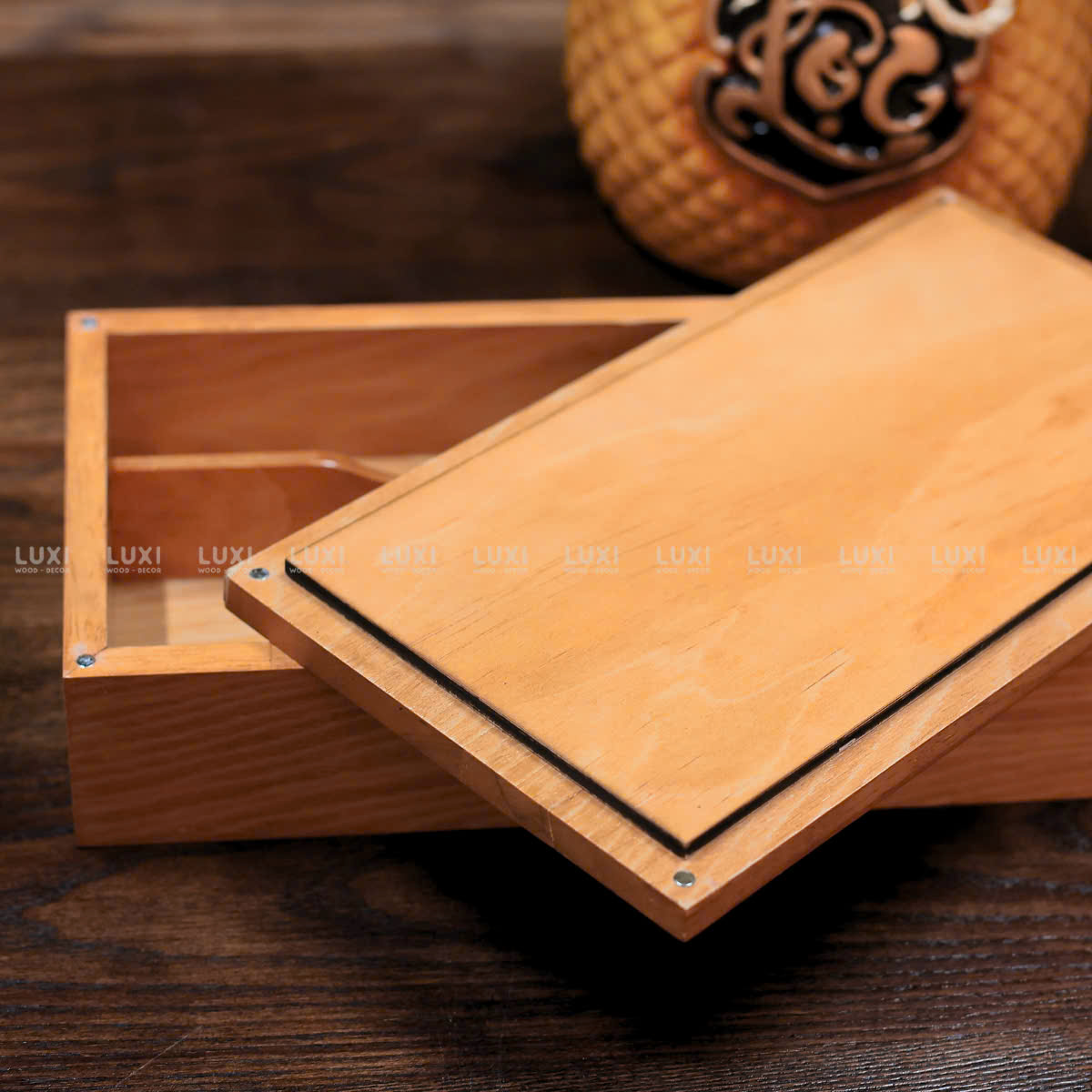 KHAY GỖ ĐỰNG ĐŨA – MUỖNG – NĨA 2 NGĂN - NẮP HÍT NAM CHÂM - LUXI DECOR