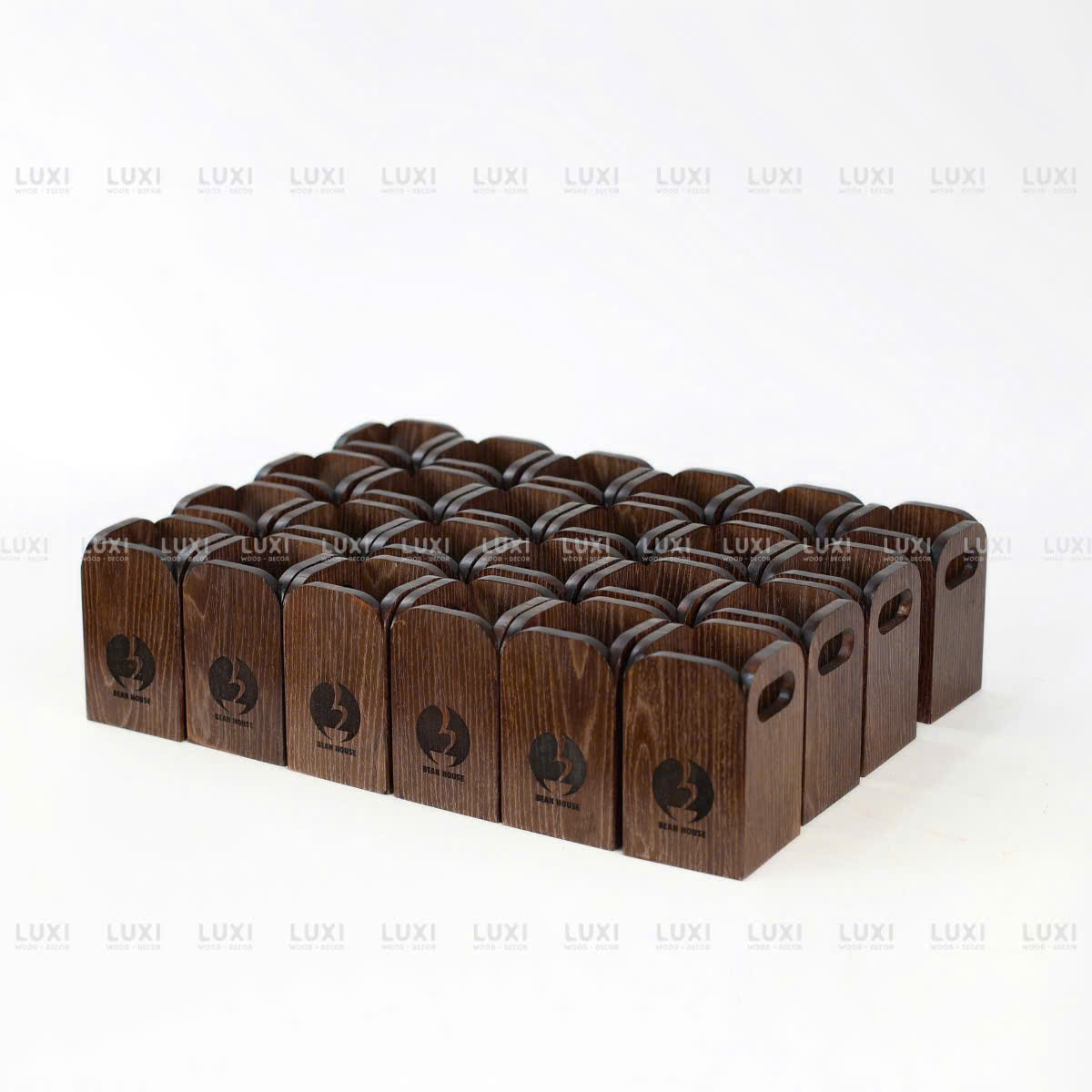 Ống Gỗ Đựng Đũa Có Tay Cầm - Khắc Logo Theo Yêu Cầu - LUXI DECOR