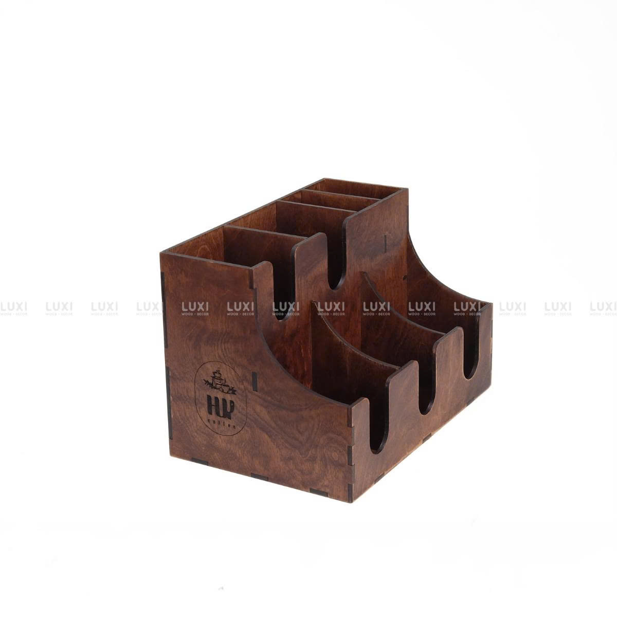Kệ Đựng Ly Làm Bắng Ván 5mm - Khắc Logo - Luxi Decor