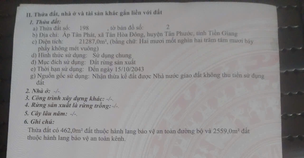 ❤ Sp105 | Bán đất 21 công | Mặt tiền Ngang 44m x 477m | Giá 299 triệu / công