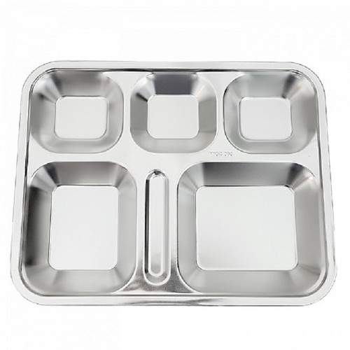 Khay cơm phần 5 ngăn INOX 304 có nắp nhựa ( HÀNG CHÍNH HÃNG)