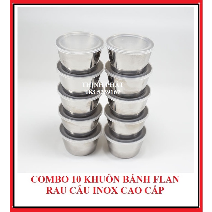 Bộ 10 Khuôn Làm Bánh Inox 304 Có Nắp ( 7cm ) Làm Bánh Flan , Rau Câu , Cupcake, Làm Đá Không Gỉ