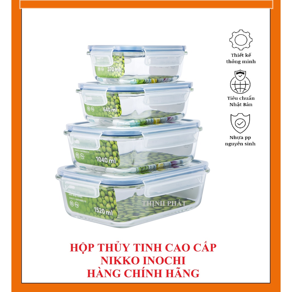 Hộp Thực Phẩm Thủy Tinh Chịu Nhiệt INOCHI - Hộp Quay Đồ Ăn Trong Lò Vi Sóng Chữ Nhật