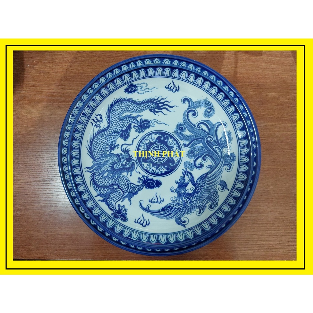 Mâm bồng - dĩa chưng ngũ quả gốm sứ Bát tràng đường kính 32cm, 36cm