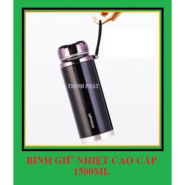 BÌNH GIỮ NHIỆT NÓNG LẠNH NẮP KIM CƯƠNG CAO CẤP 1500ml - GIAO MÀU NGẪU NHIÊN