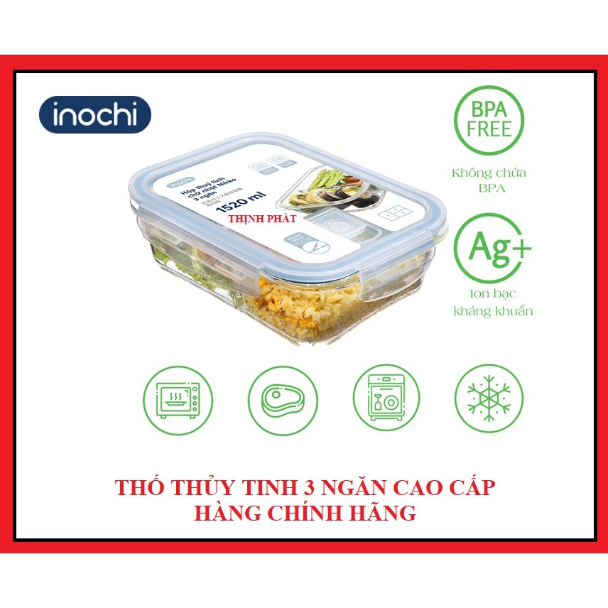 Hộp Thủy Tinh INOCHI Nikko 3 ngăn / 2 ngăn Chịu Nhiệt & An Toàn Hàng Chính Hãng