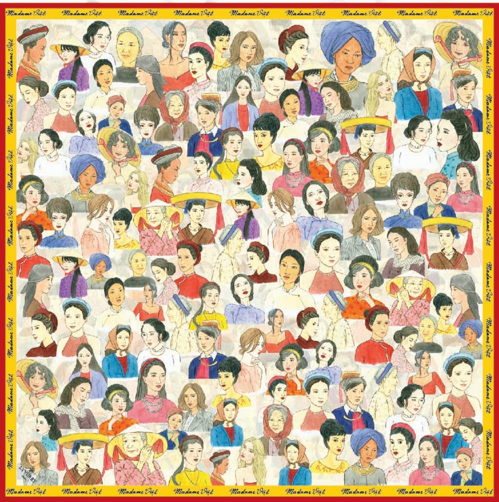 SILK SCARF LY VU CARRE MADAME VIET 90X90
