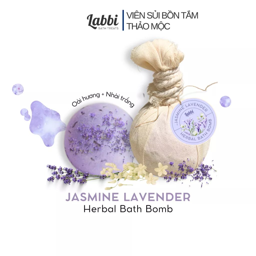 JASMINE LAVENDER Viên sủi thảo mộc HERBAL BATH BOMB Labbi