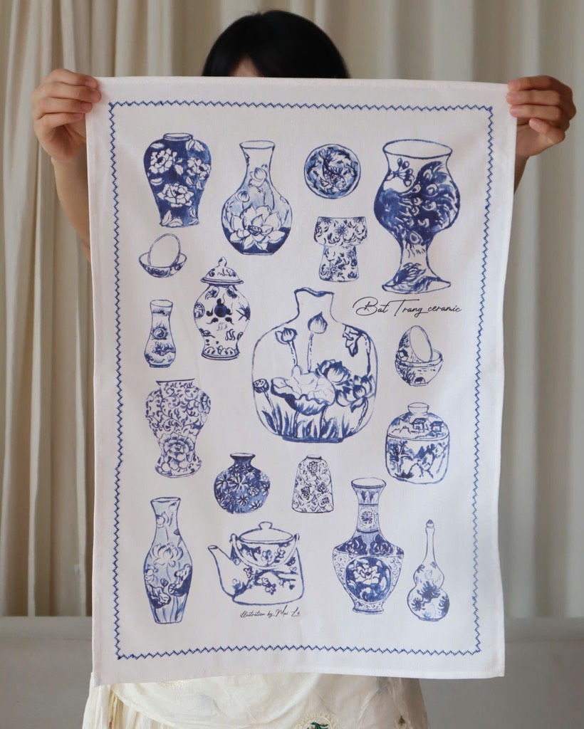 Khăn linen chữ nhật Bát Tràng Mai Lê