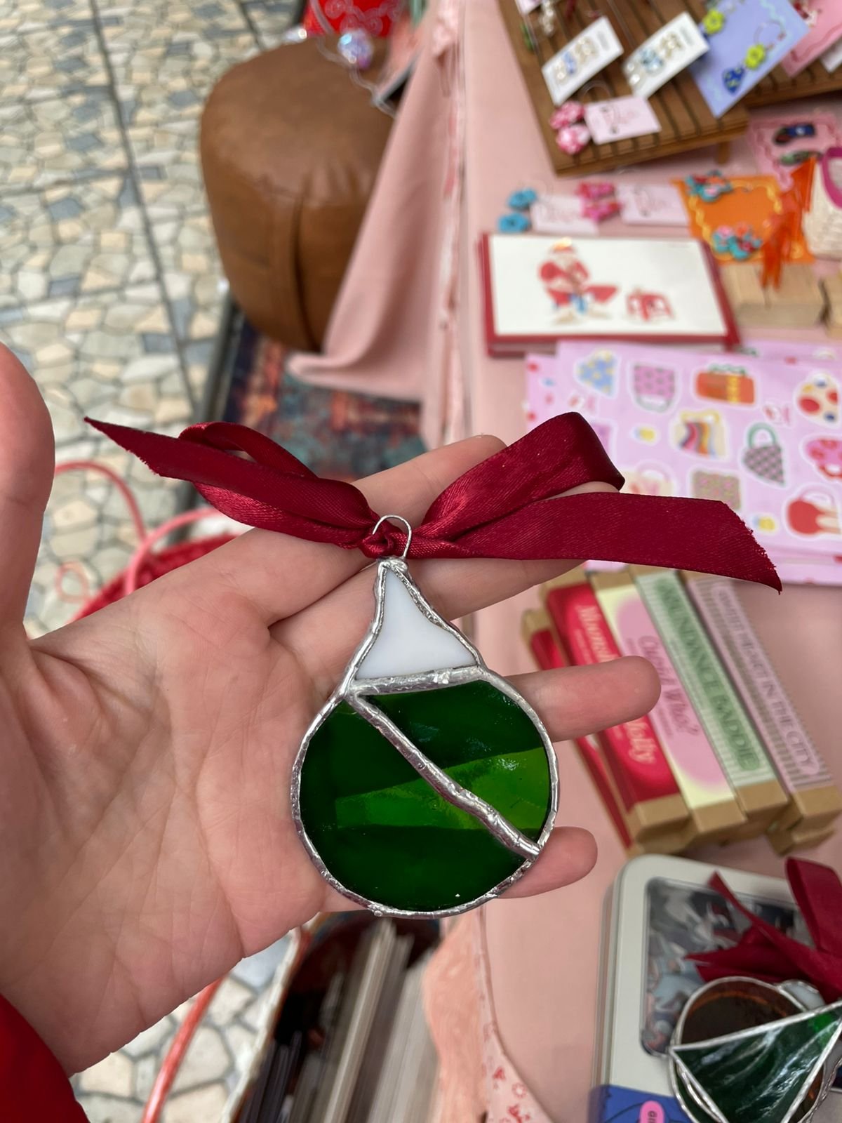 Upcycled glass Xmas Ornament 60
