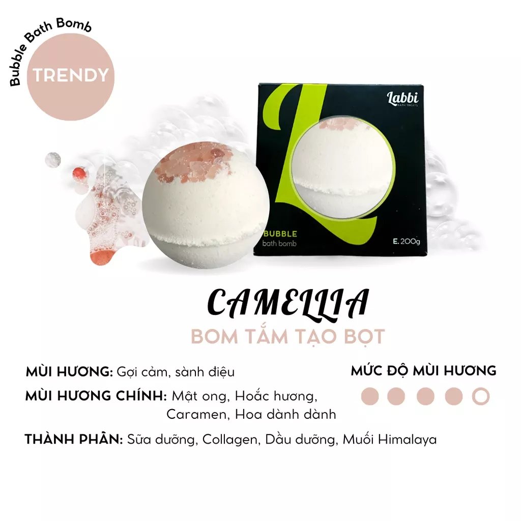 Viên tắm tạo bọt 220gr Labbi Camellia