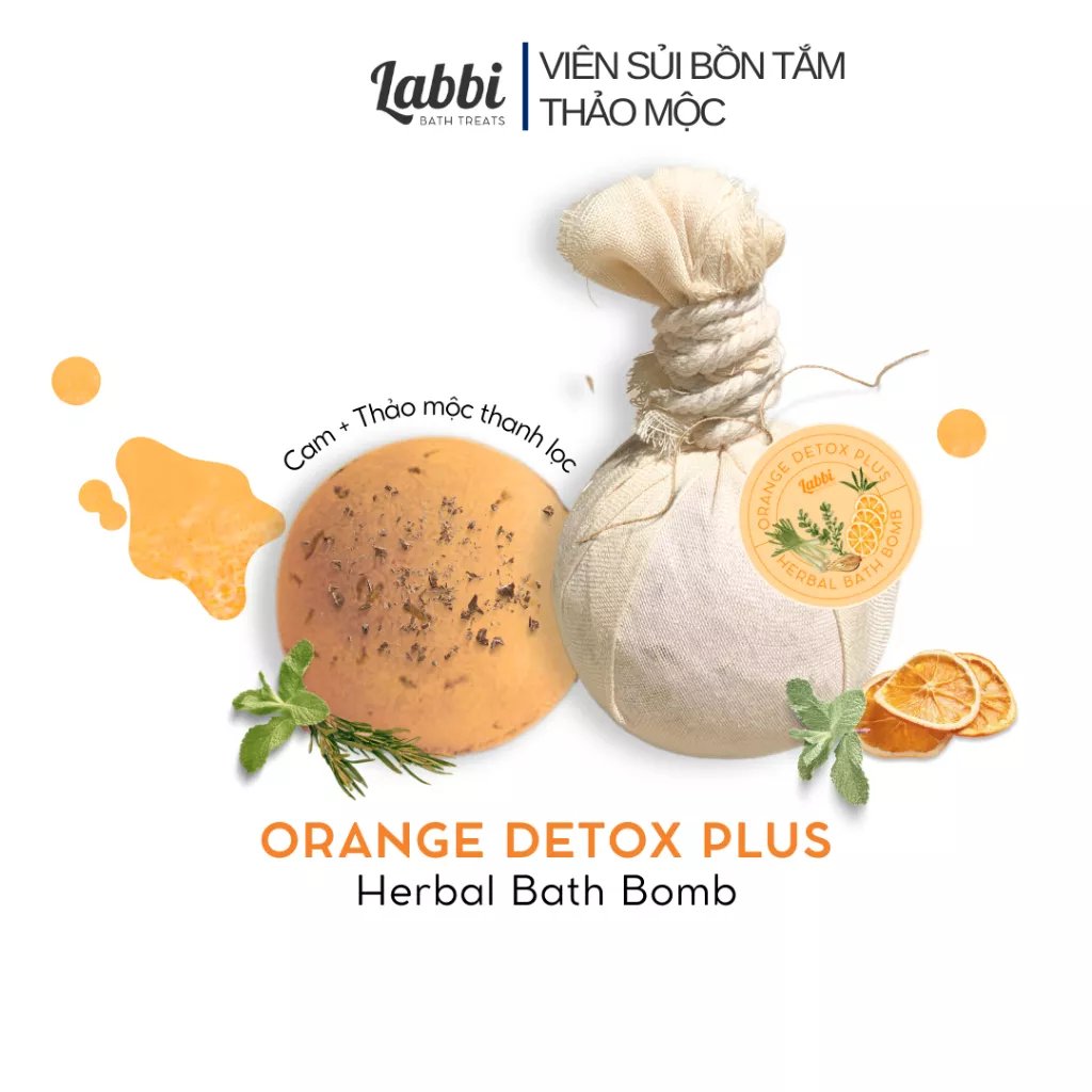 ORANGE DETOX PLUS Viên sủi thảo mộc HERBAL BATH BOMB Labbi