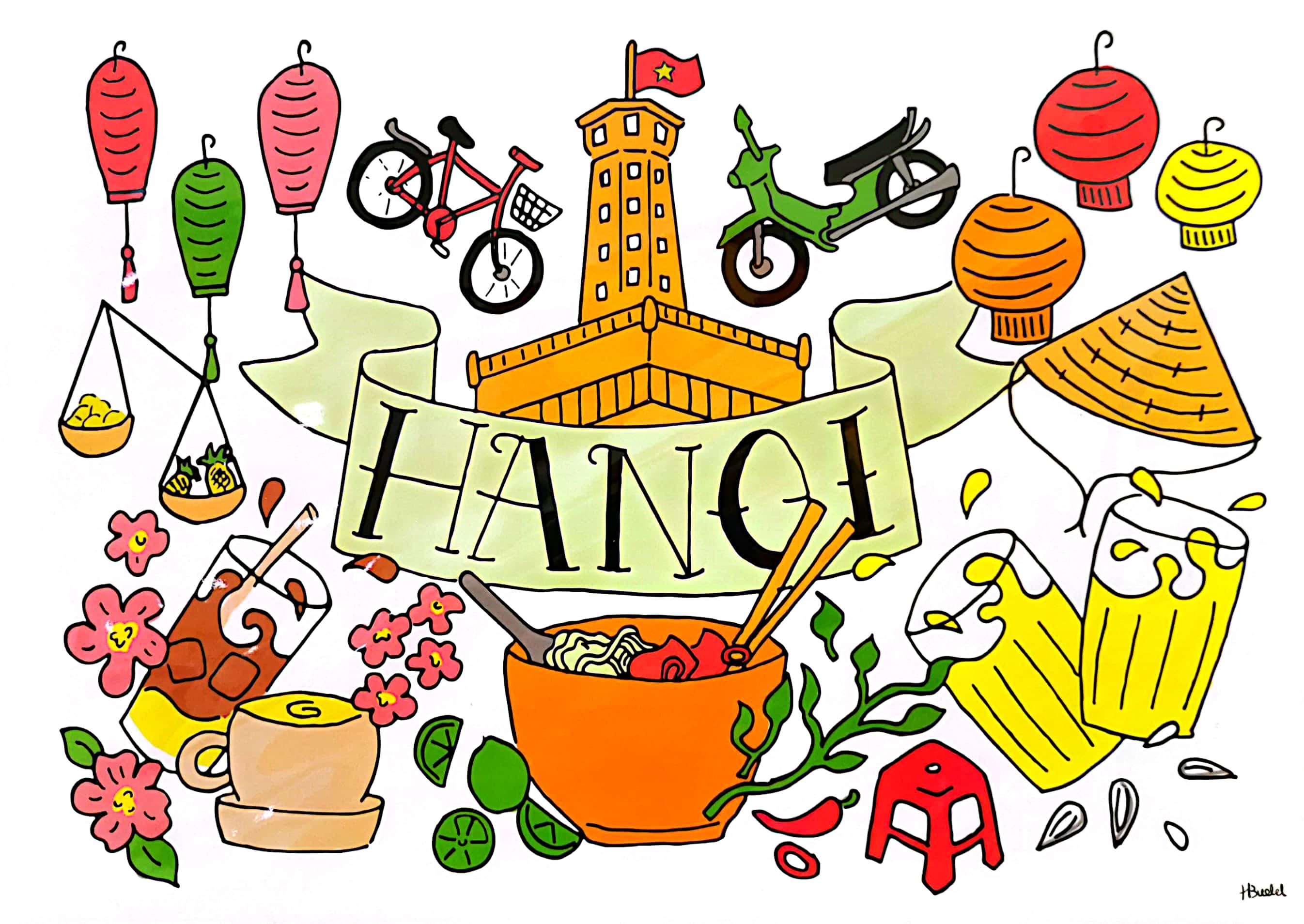 Tranh Hannah Budd A4 Hanoi Banner Digital