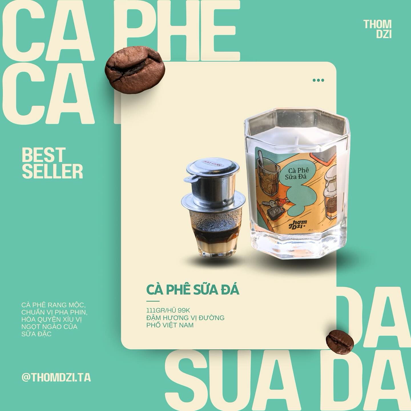 Nến Thơm Dzị 111gram cà phê sữa đá