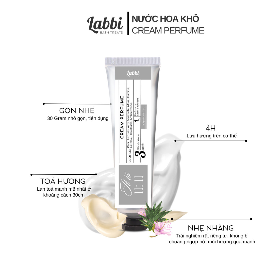 Nước hoa kem khô 30gr Labbi It Is 11:11