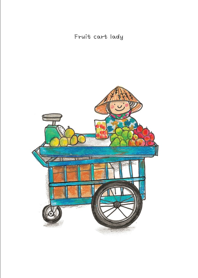 Tranh Haru Craft A5 Fruit Cart Lady