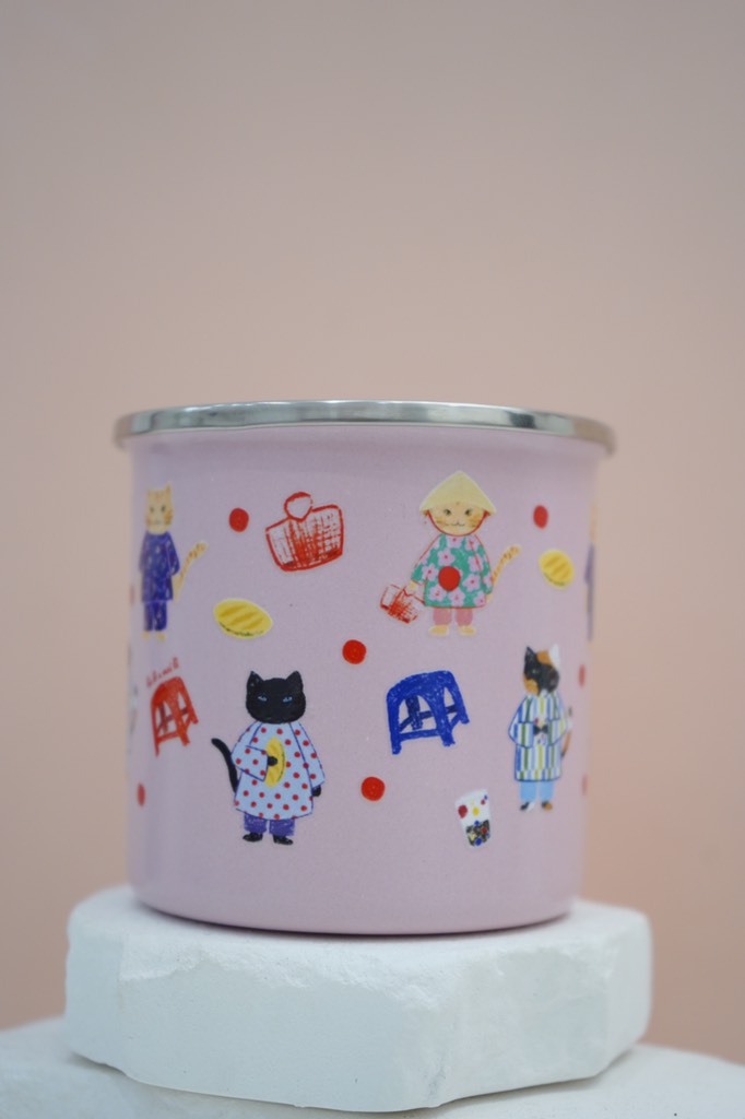 Cốc inox tráng men mèo vietnameow Mai Lê x Líu Lô