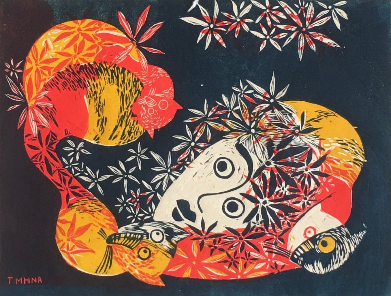 Tranh Mỹ Anh Mình và mèo 30x40cm