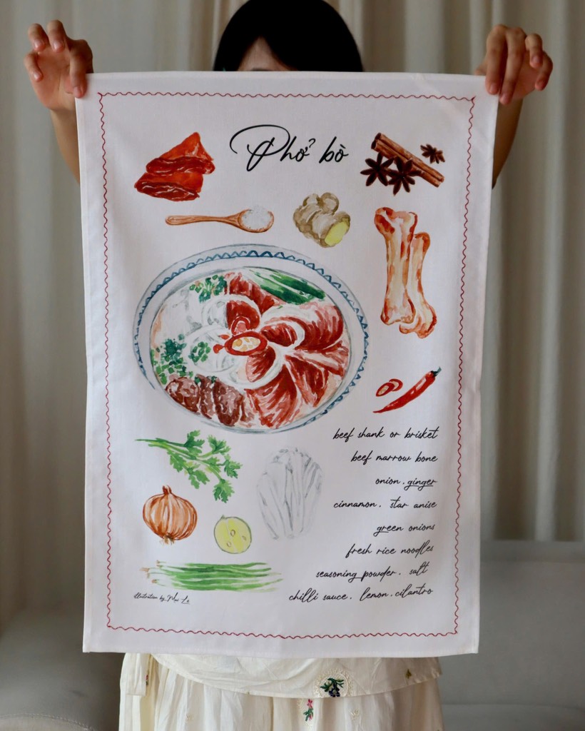 Khăn linen chữ nhật Phở Bò Mai Lê