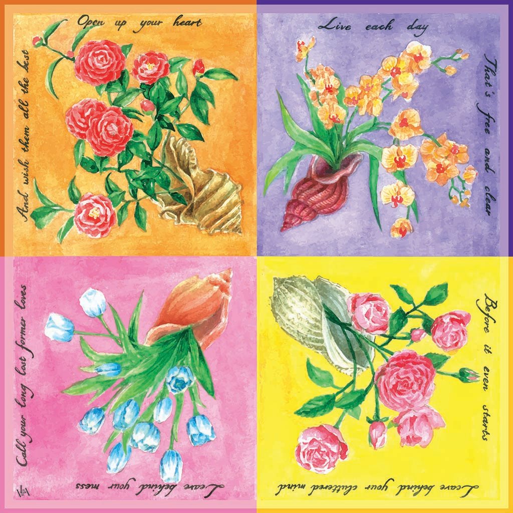 SILK SCARF LY VU CARRE GROW GRATEFULLY 90X90