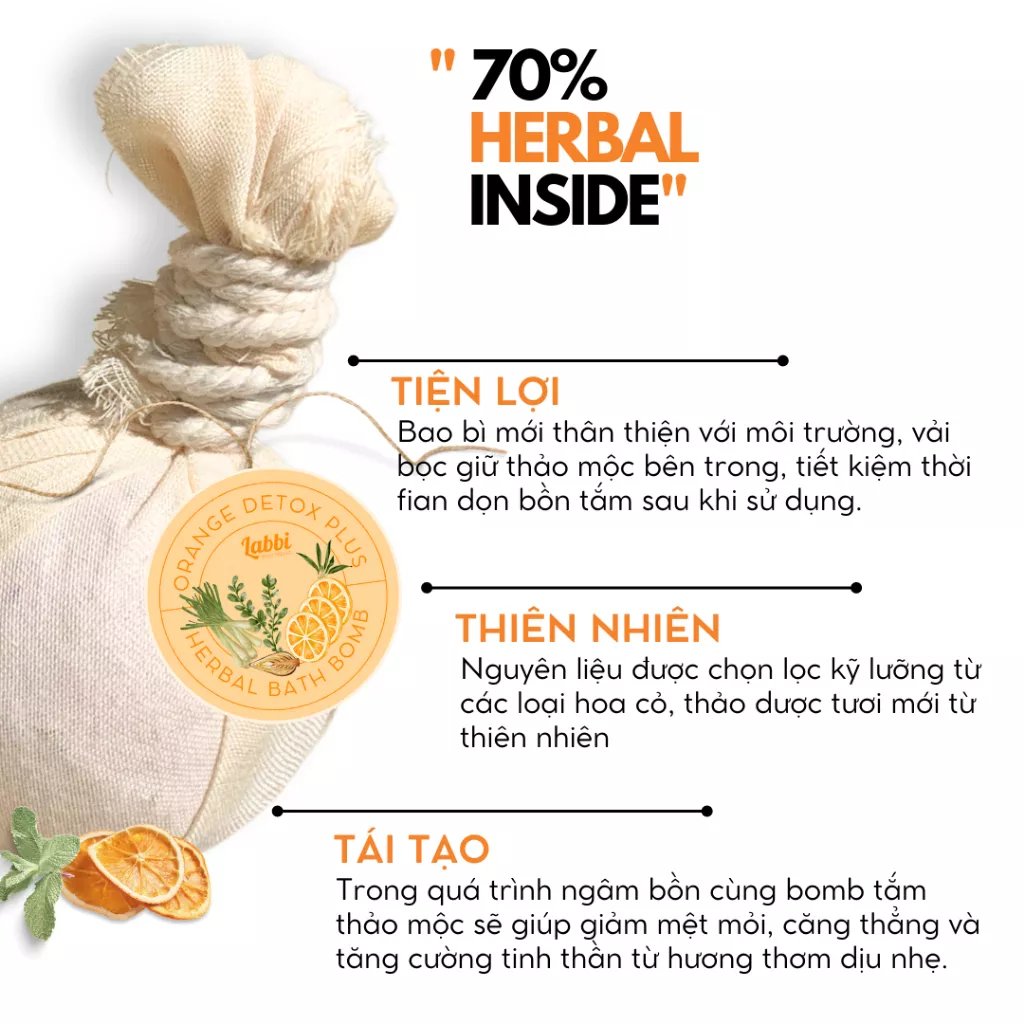 OATMEAL AND MINT Viên sủi thảo mộc HERBAL BATH BOMB Labbi