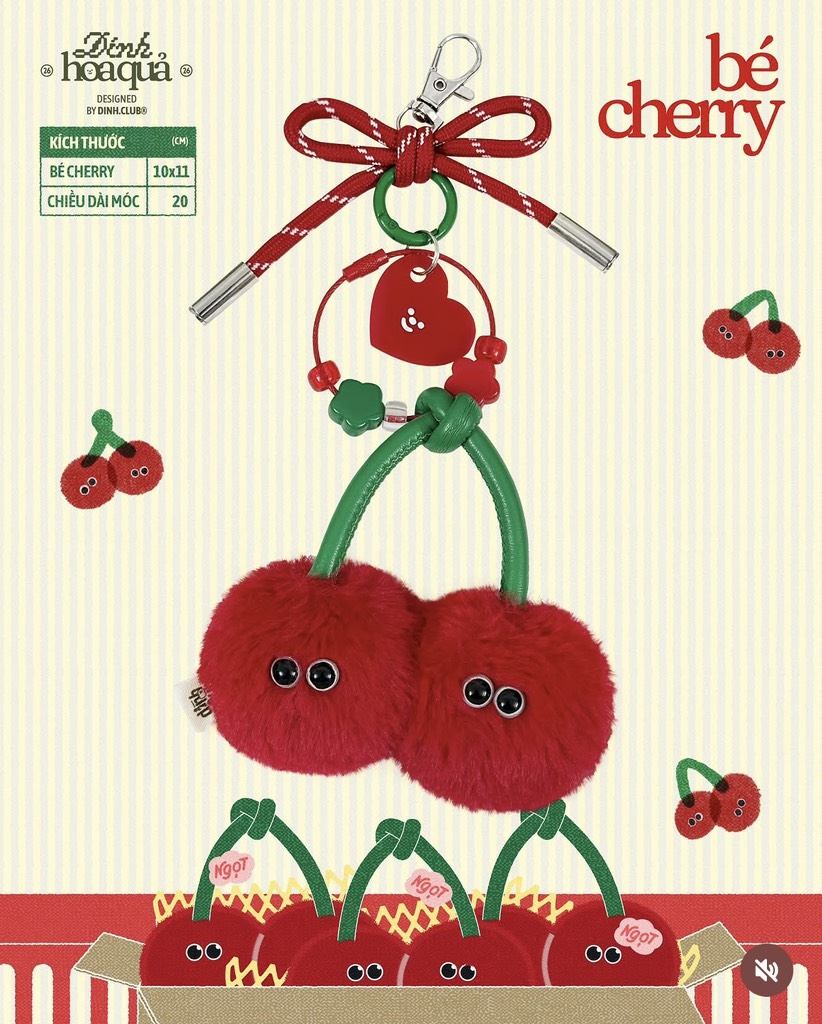 Móc chìa khóa Dính Cherry