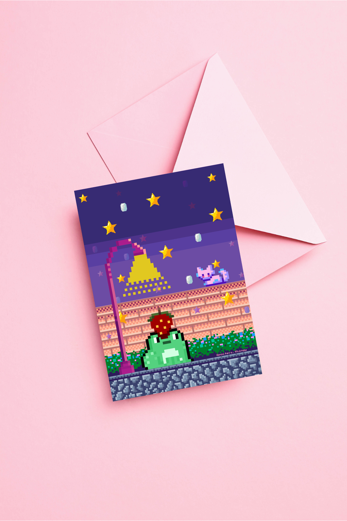 Thiệp Posters Thingy 8 bit The frog and the cat