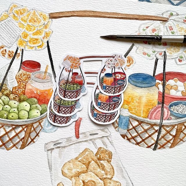 Set Stickers Diecut Hàng Rong/ Món Việt / New Year PhanhShi