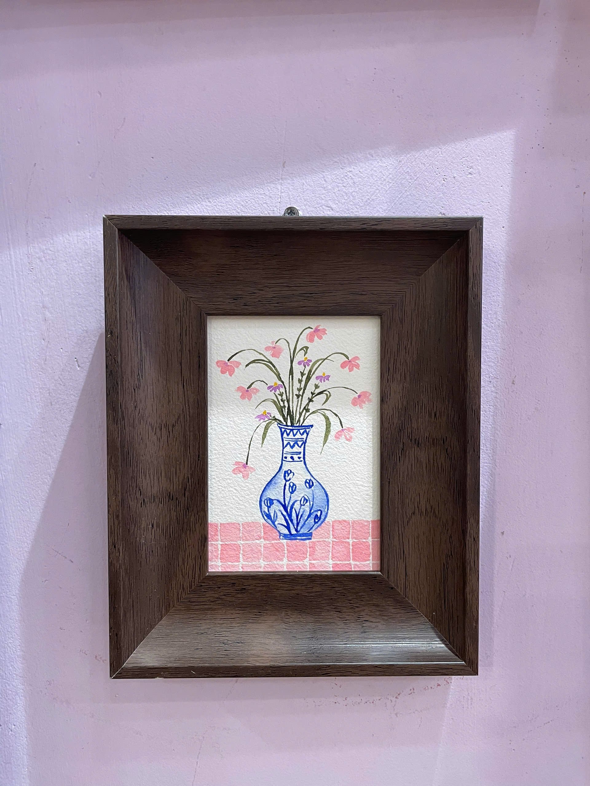 Tranh gốc kèm khung giả gỗ 3 Mai Lê