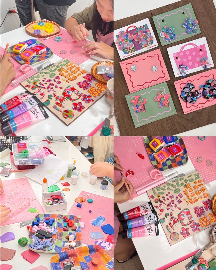Workshop Làm khuyên đất sét | Polymer Clay Earrings Líu Lô ( 23/08/25 | 10am-1pm) / Price: 500.000VND)