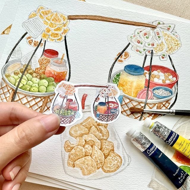 Set Stickers Diecut Hàng Rong/ Món Việt / New Year PhanhShi