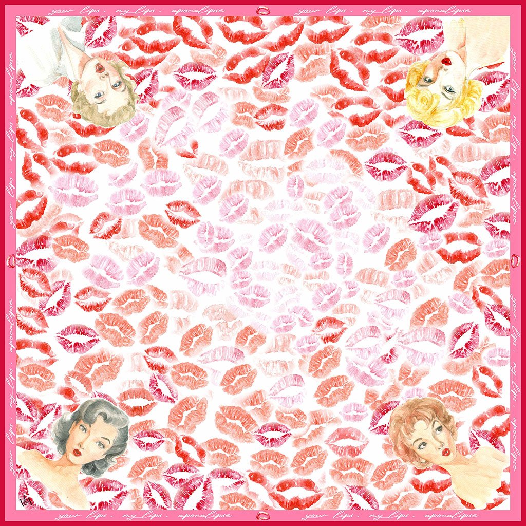 SILK SCARF LY VU CARRE BISOUS 90X90