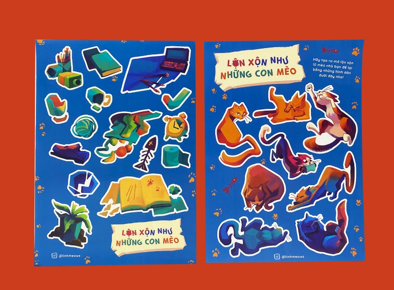 Sticker Những Con Mèo Lộn Xộn