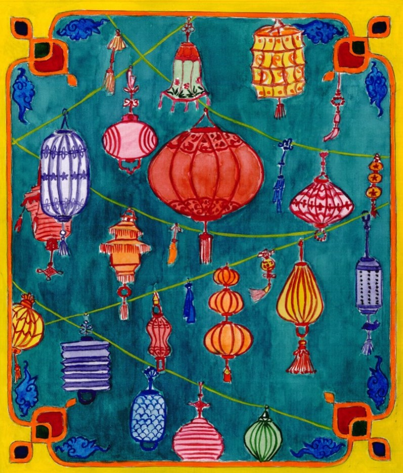 Tranh Ly Vũ Lantern Land to 30x34