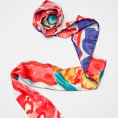 SILK SCARF LY VU TWILLY COLORFUL CORAL 9x180
