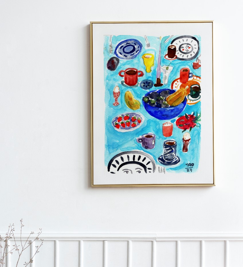 Tranh Tao A4 Still life in baby blue