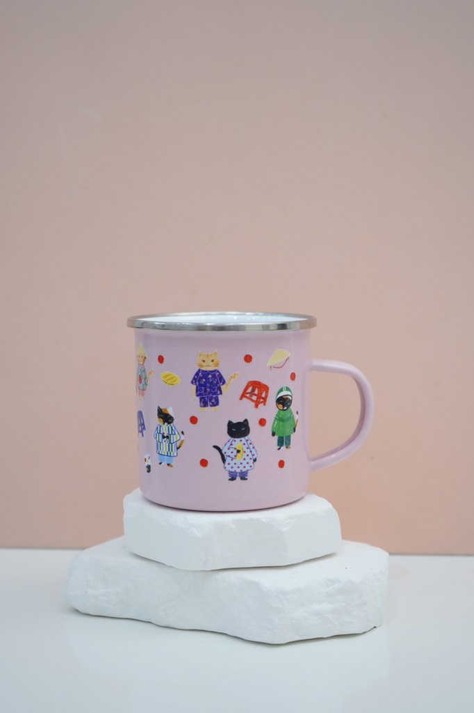 Cốc inox tráng men mèo vietnameow Mai Lê x Líu Lô